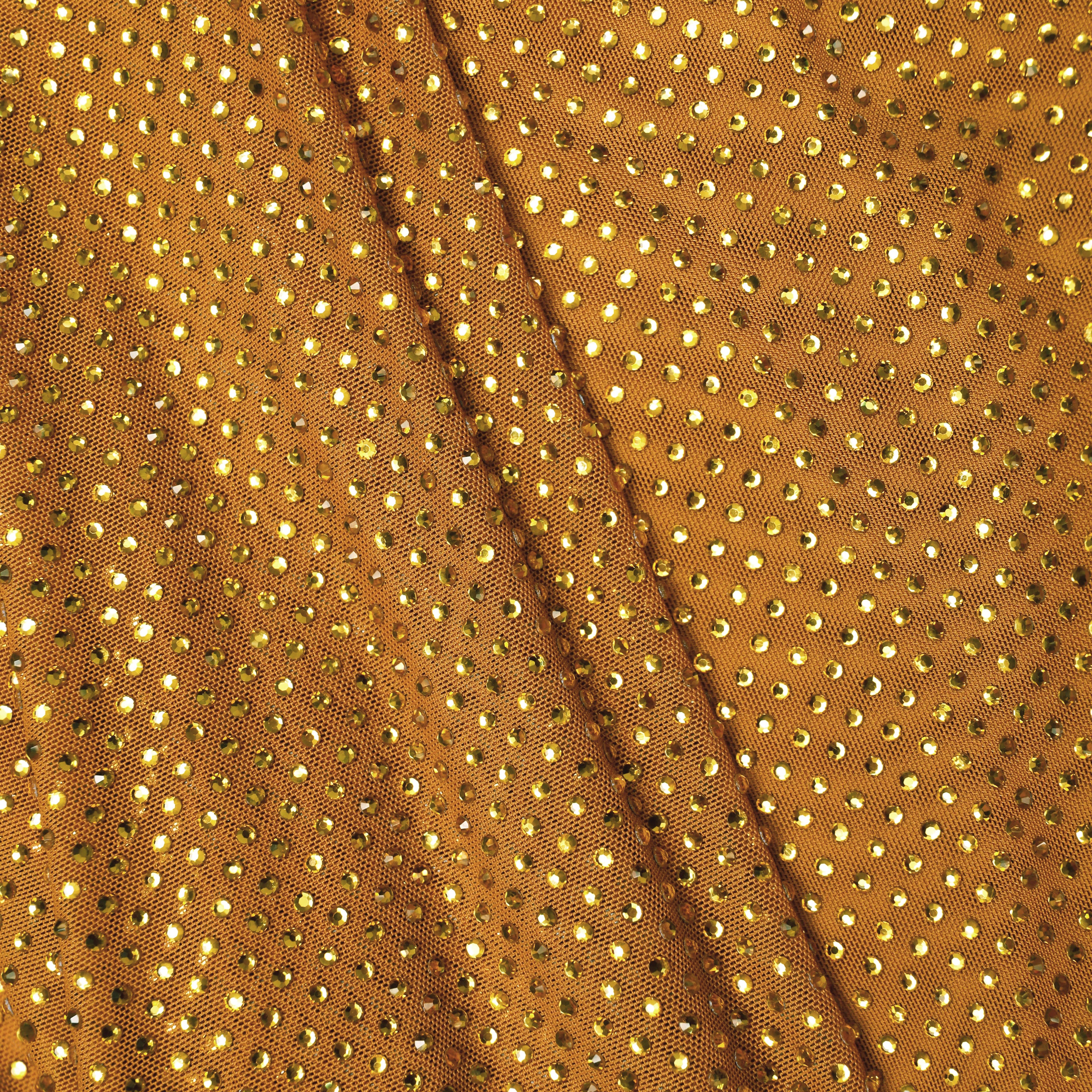 Gold Rhinestone Drape Maxi Dress