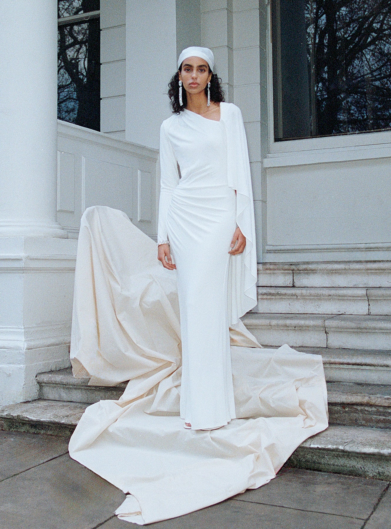 White Jersey Drape Maxi Dress – self-portrait