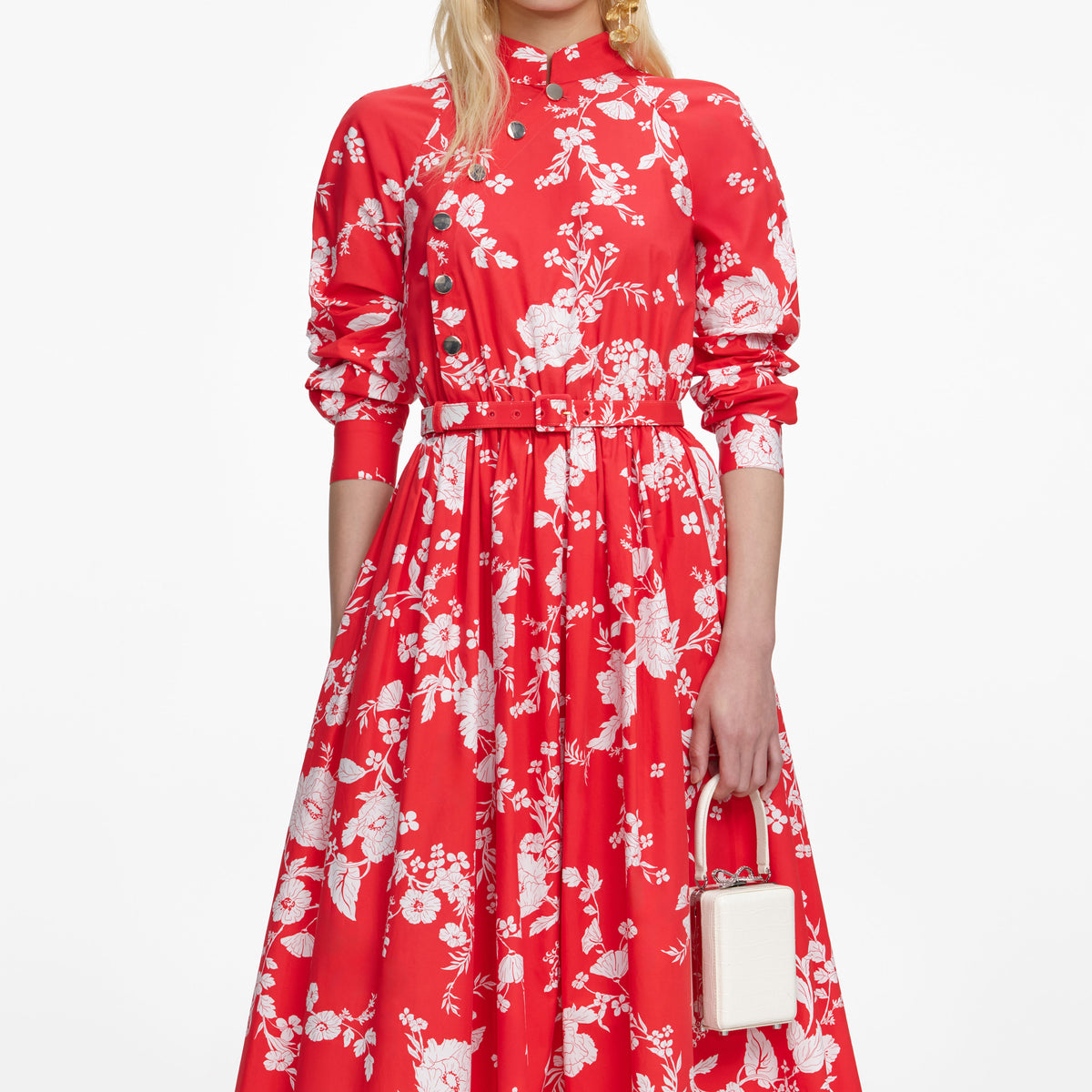 sachin and babi light blue dress Self Portrait Red Bow Embroidered Midi Dress