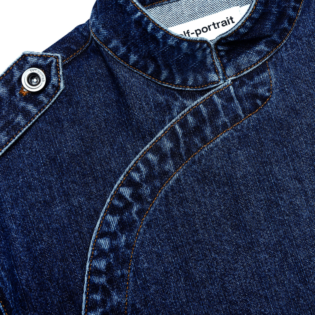 A close up of the fabric for the Denim Asymmetric Shirt