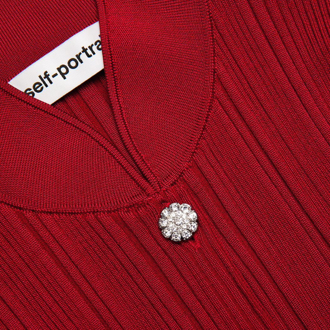 A close up of the fabric for the Red Viscose Cardigan