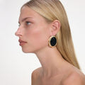 Hammered Gold Black Earrings