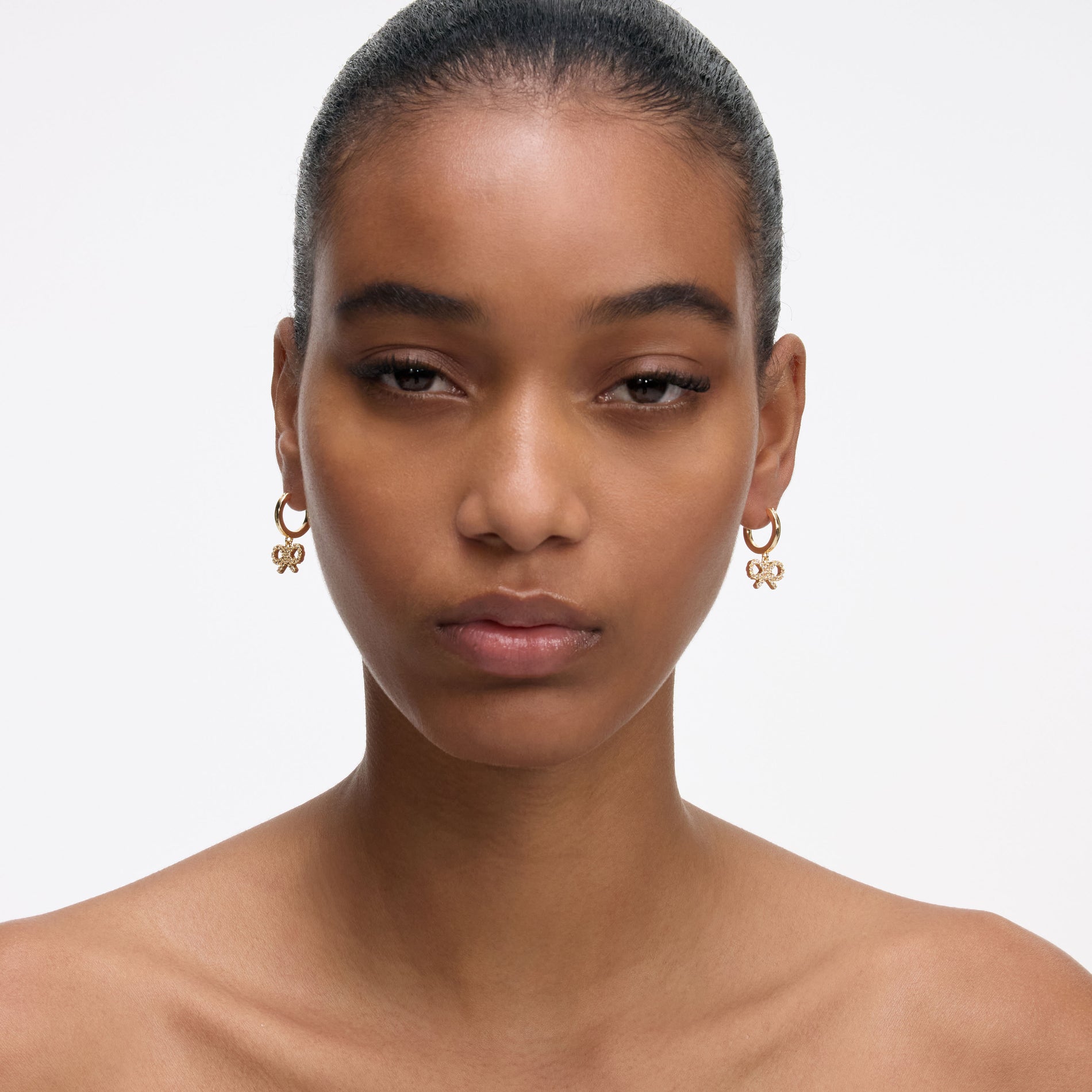 Gold Bow Hoop Earrings