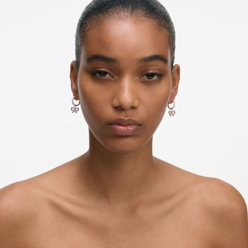 Crystal Bow Hoop Earrings