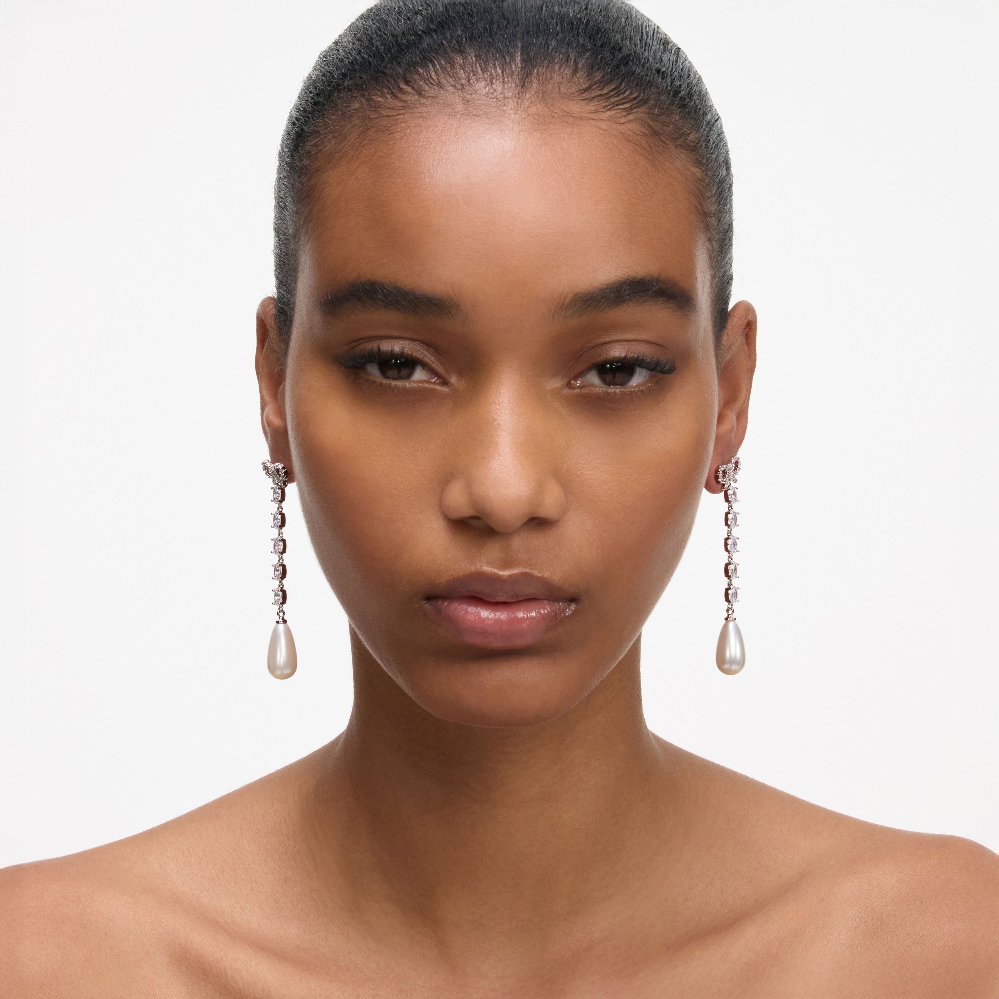 Micro Bow Pink Droplet Earrings – self-portrait