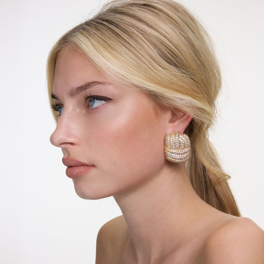 Gold Crystal Knot Earrings
