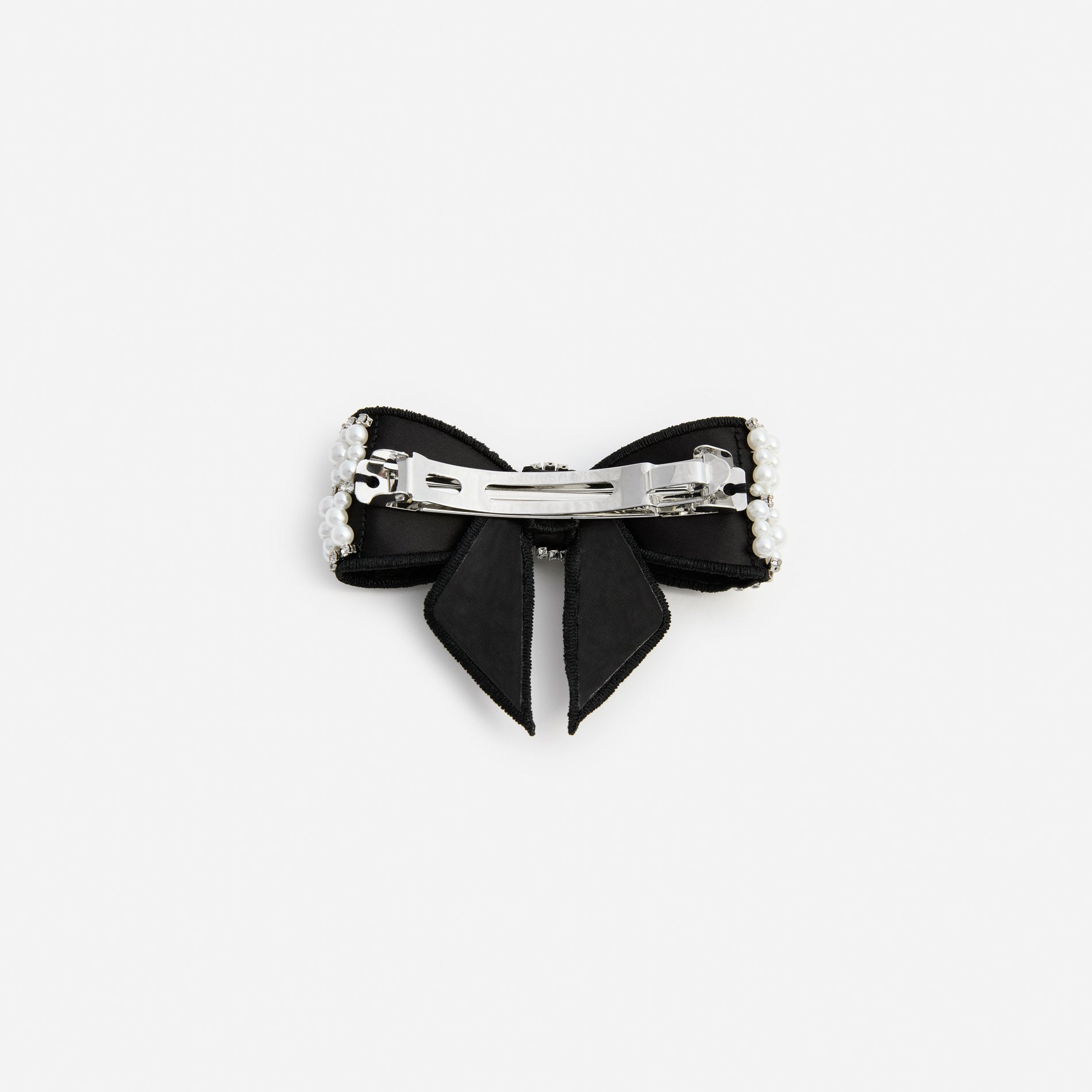 Black Pearl Satin Bow Hairclip