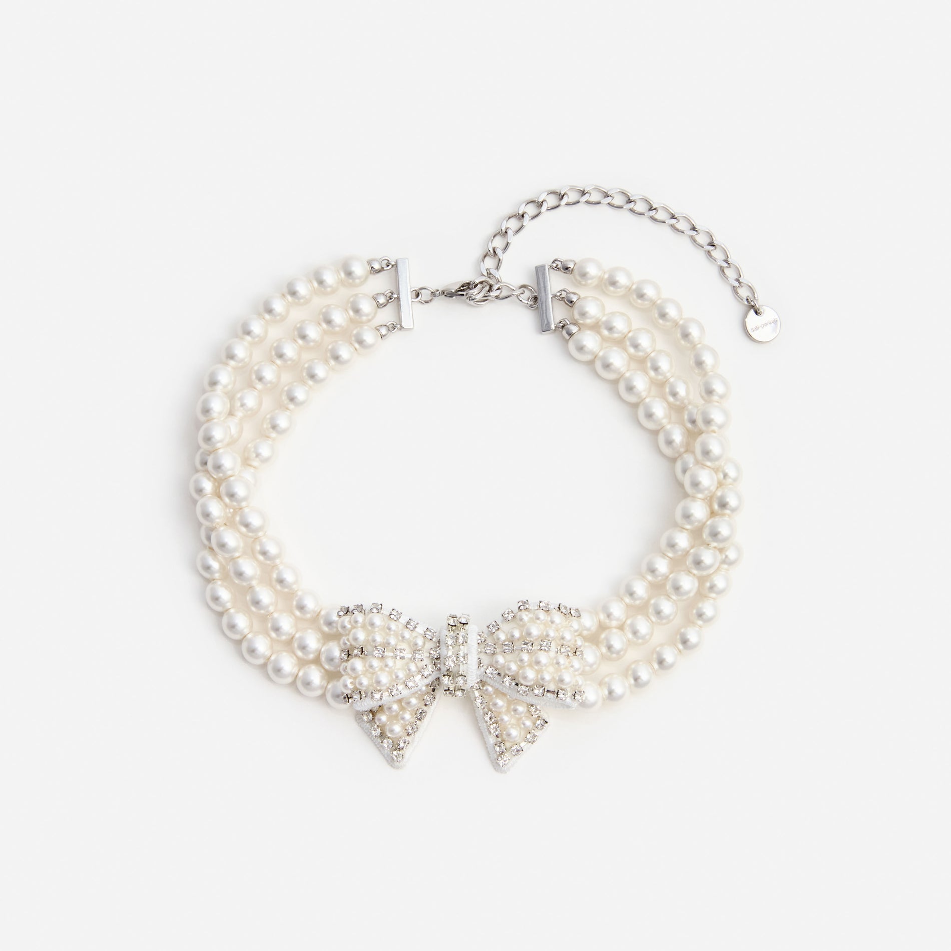 Pearl Satin Bow Necklace