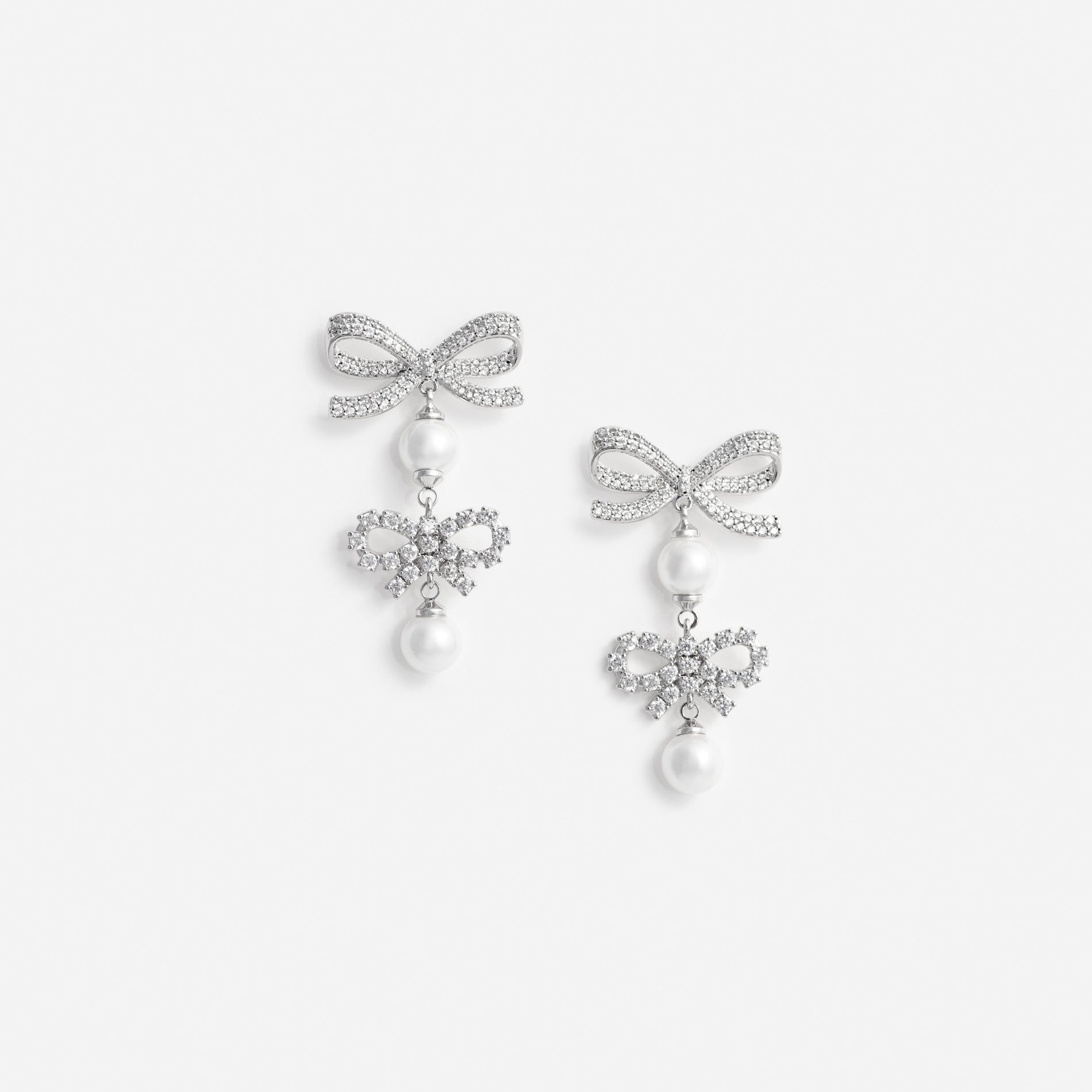 Double Bow Pearl Earrings