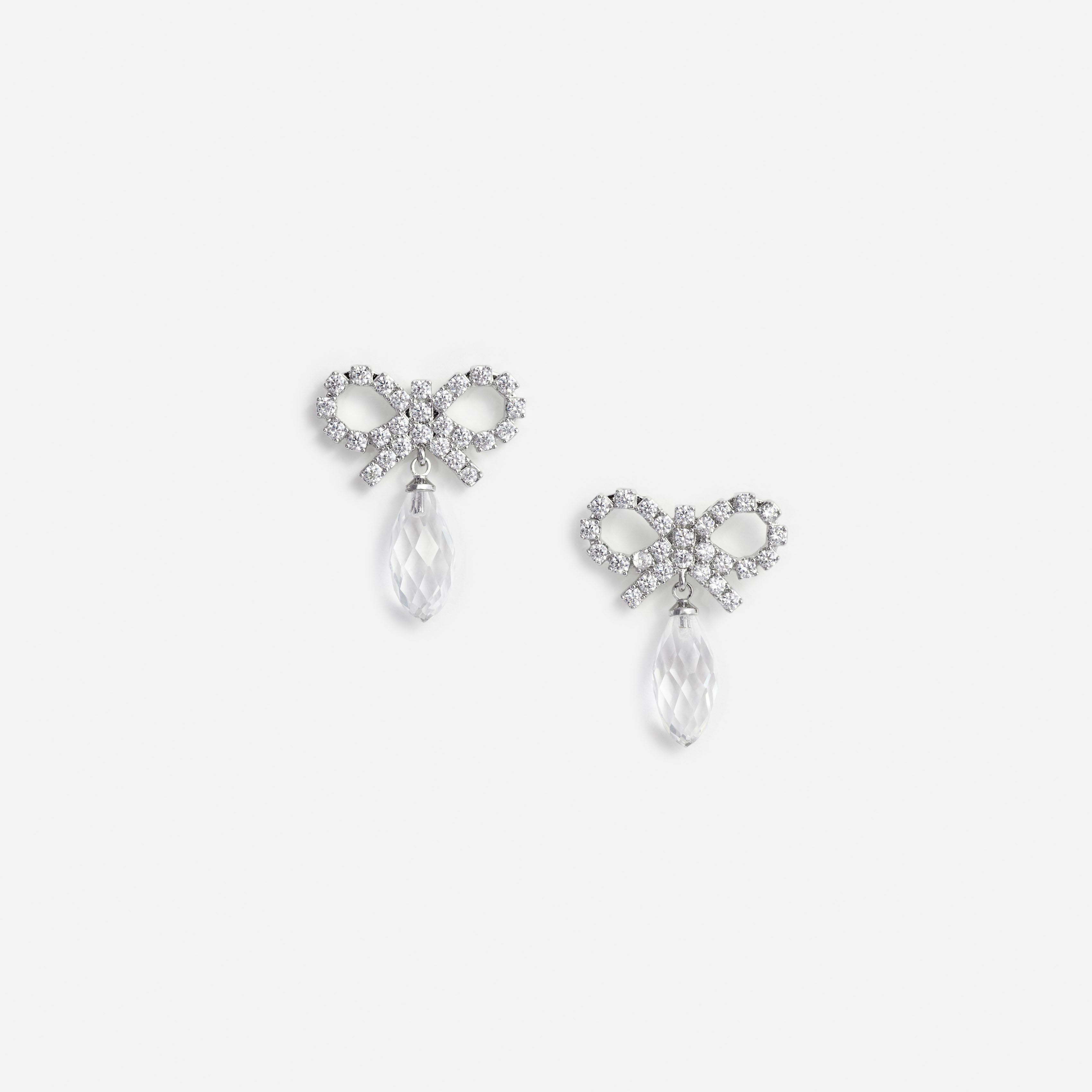 Bow Crystal Droplet Earrings