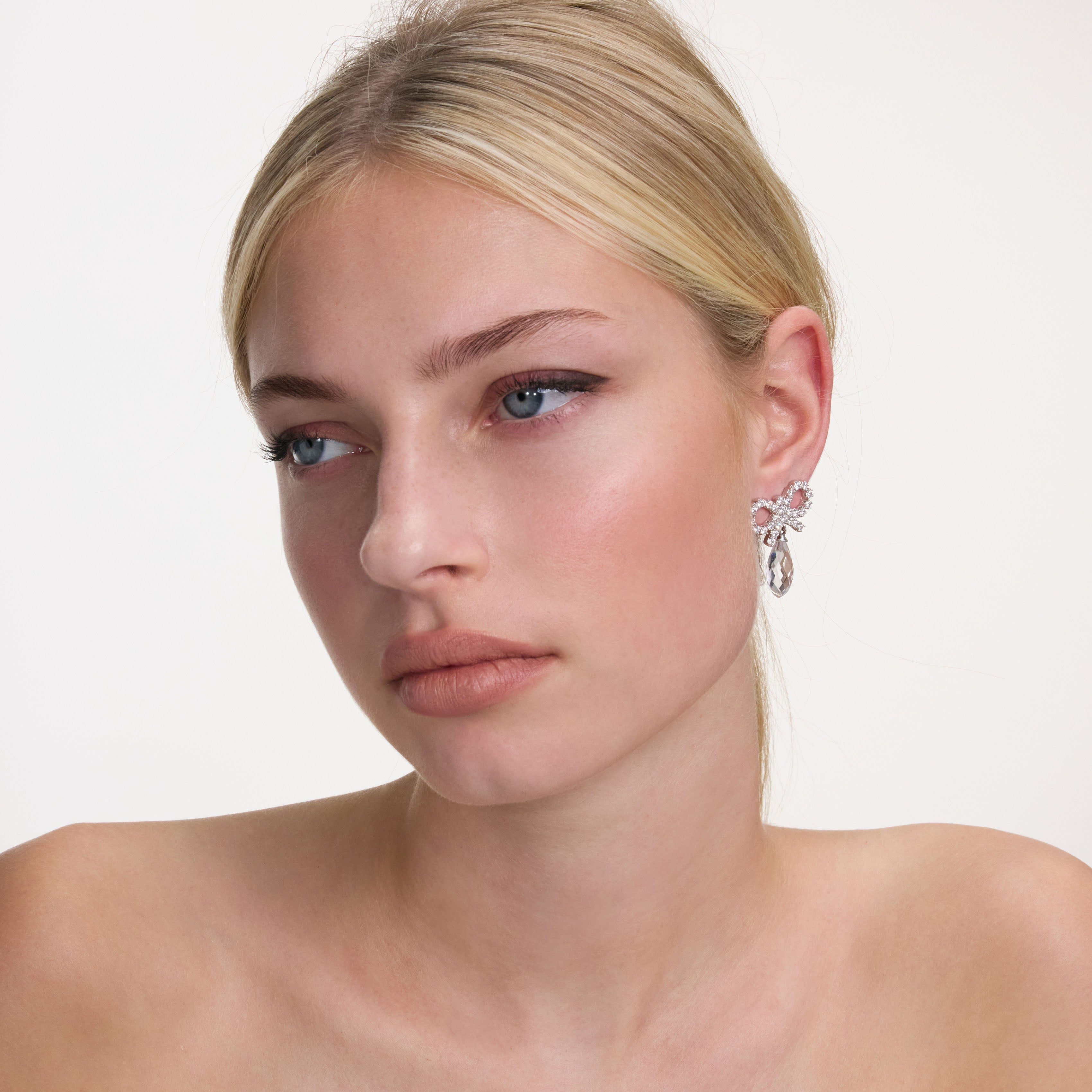 Bow Crystal Droplet Earrings