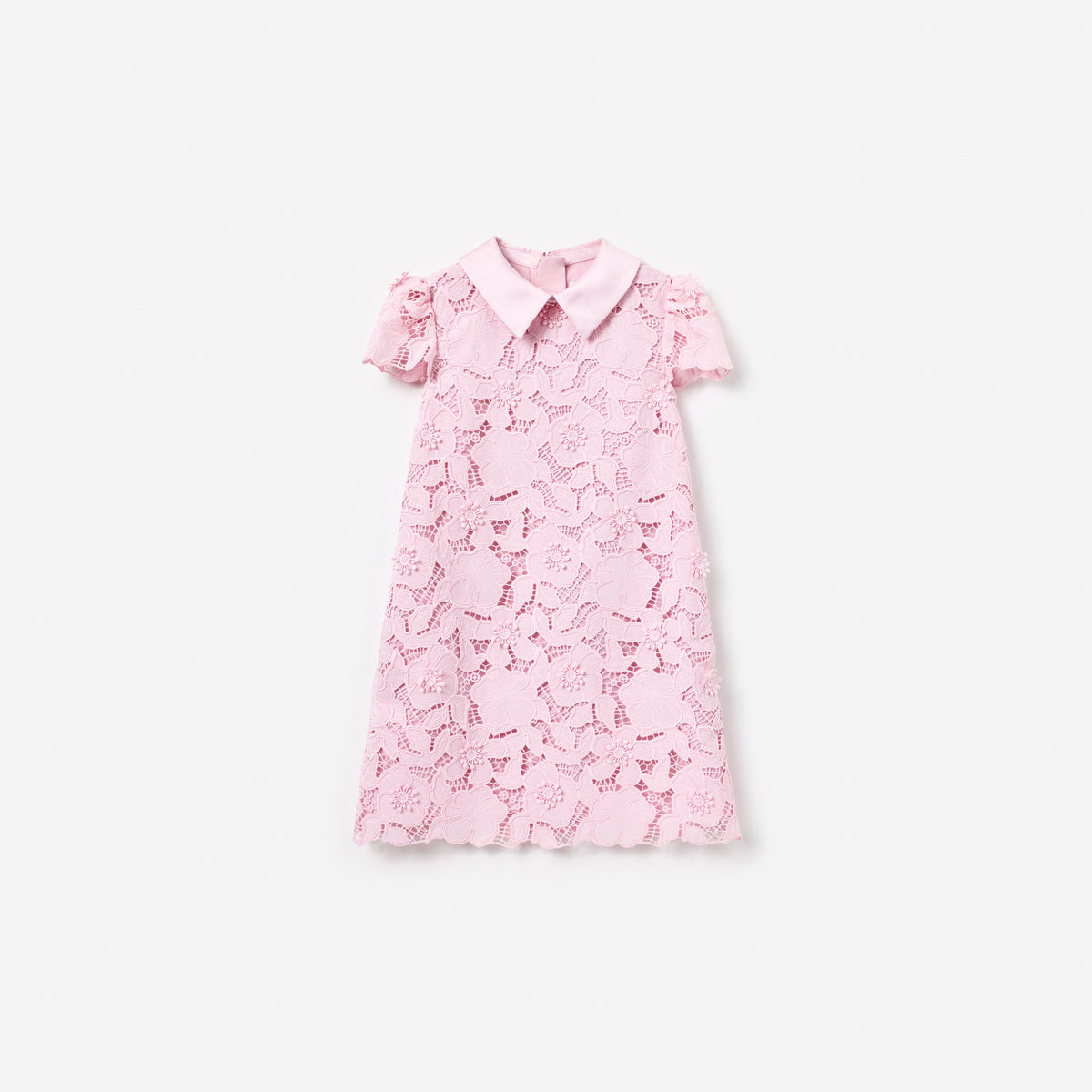 knee length dresses for ladies Pink Flower Lace Dress – self-portrait