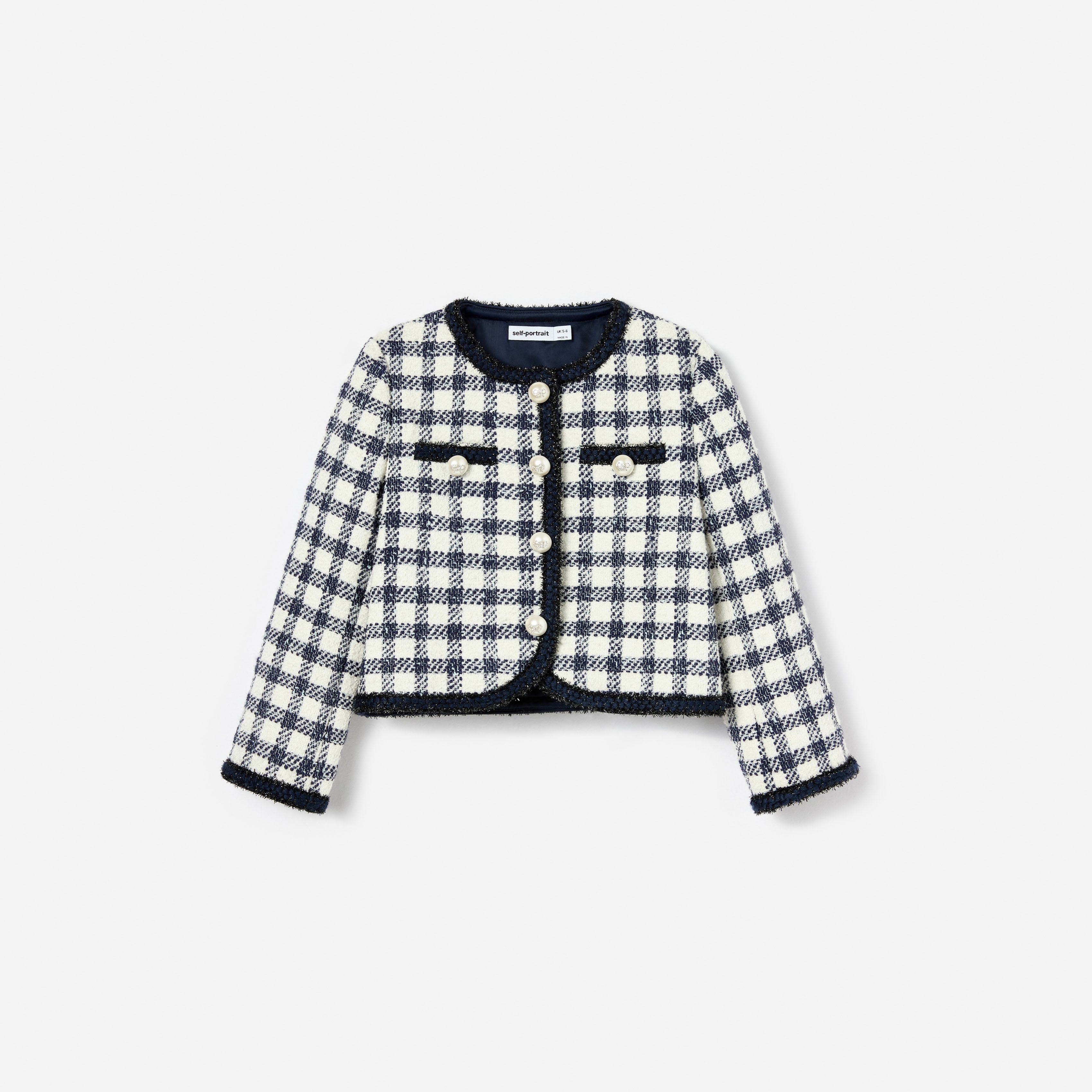 Navy Check Boucle Jacket