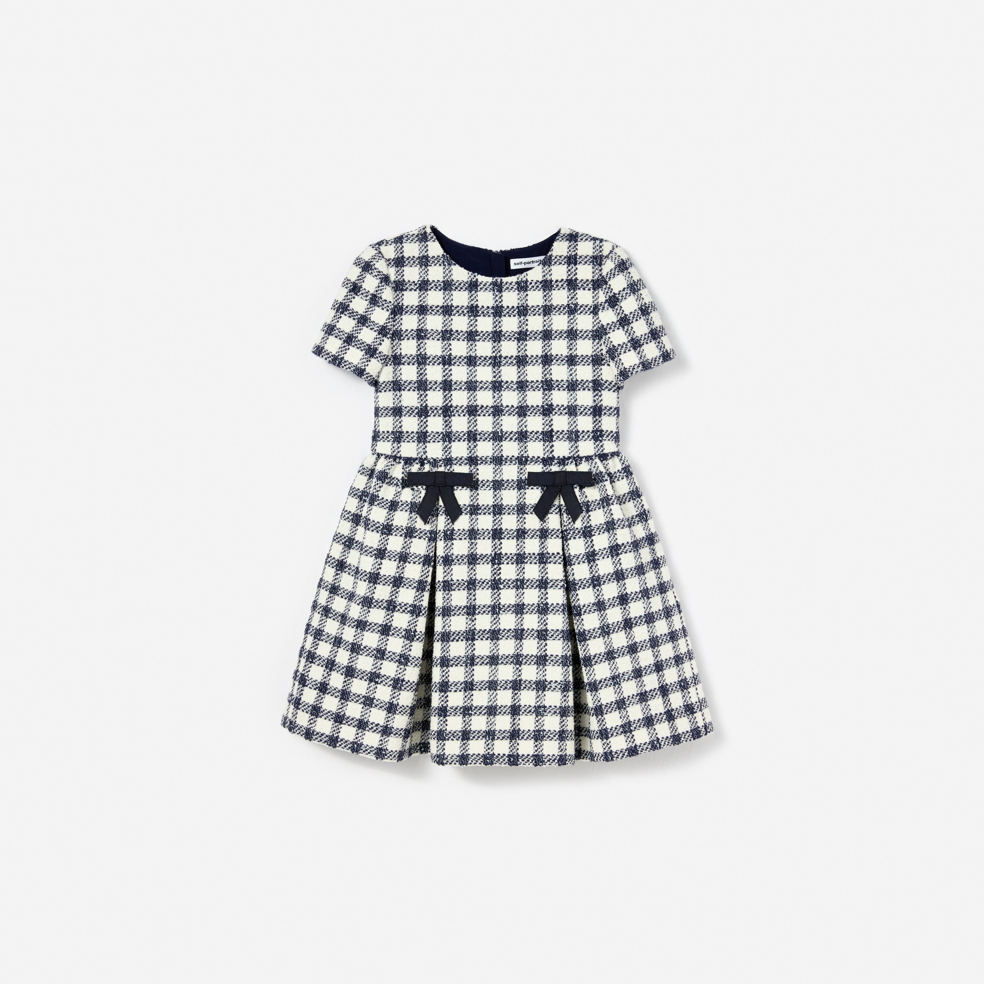 Navy Check Boucle Dress