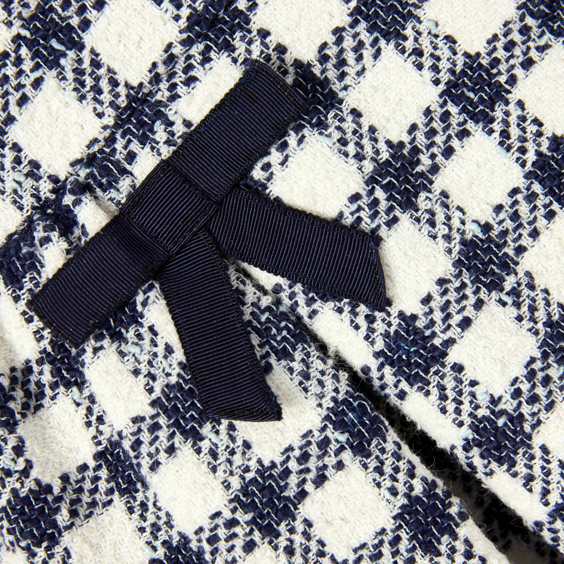 Navy Check Boucle Dress
