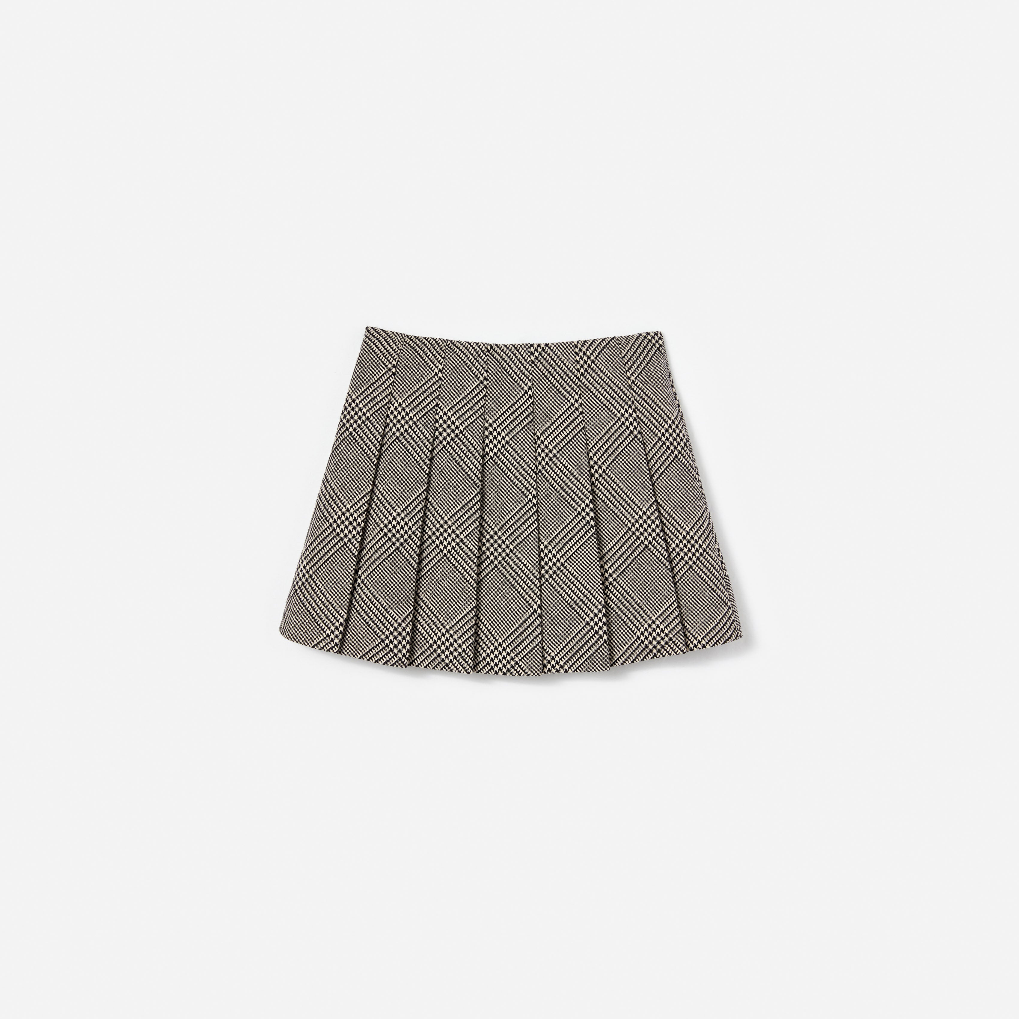 Black Check Pleated Skirt