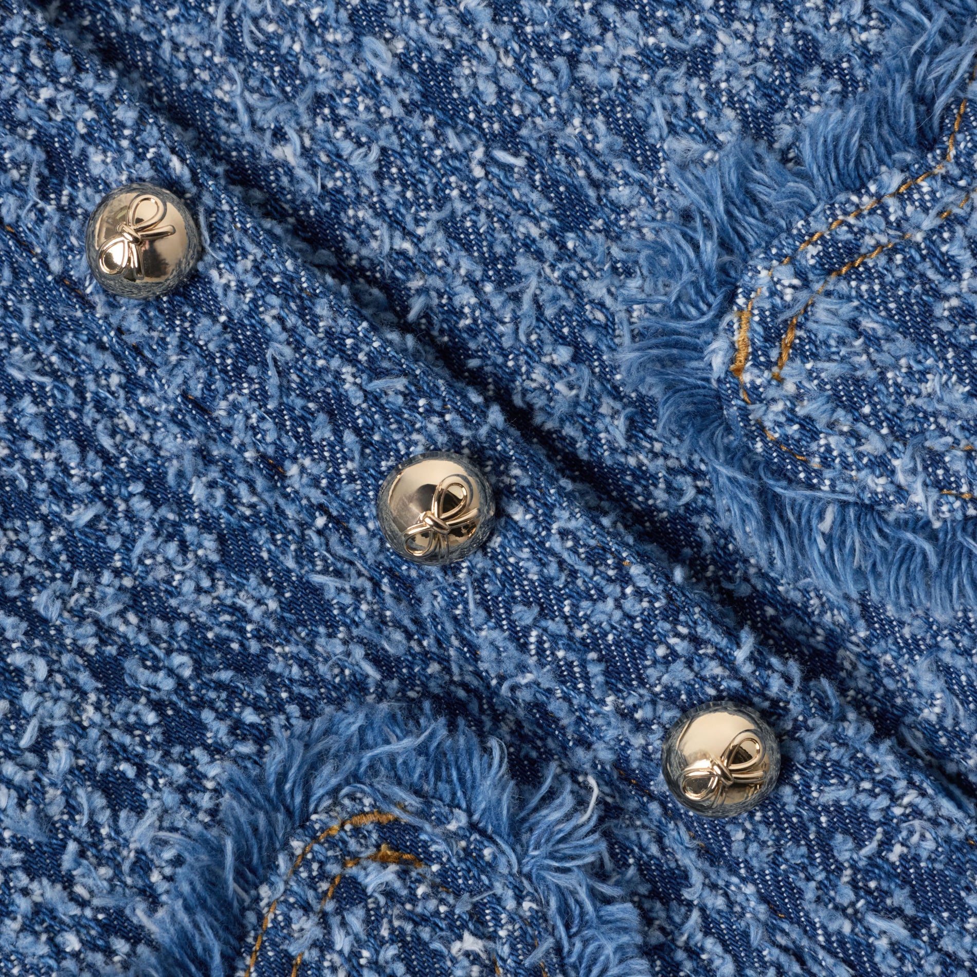 Textured Denim Heart Trim Jacket