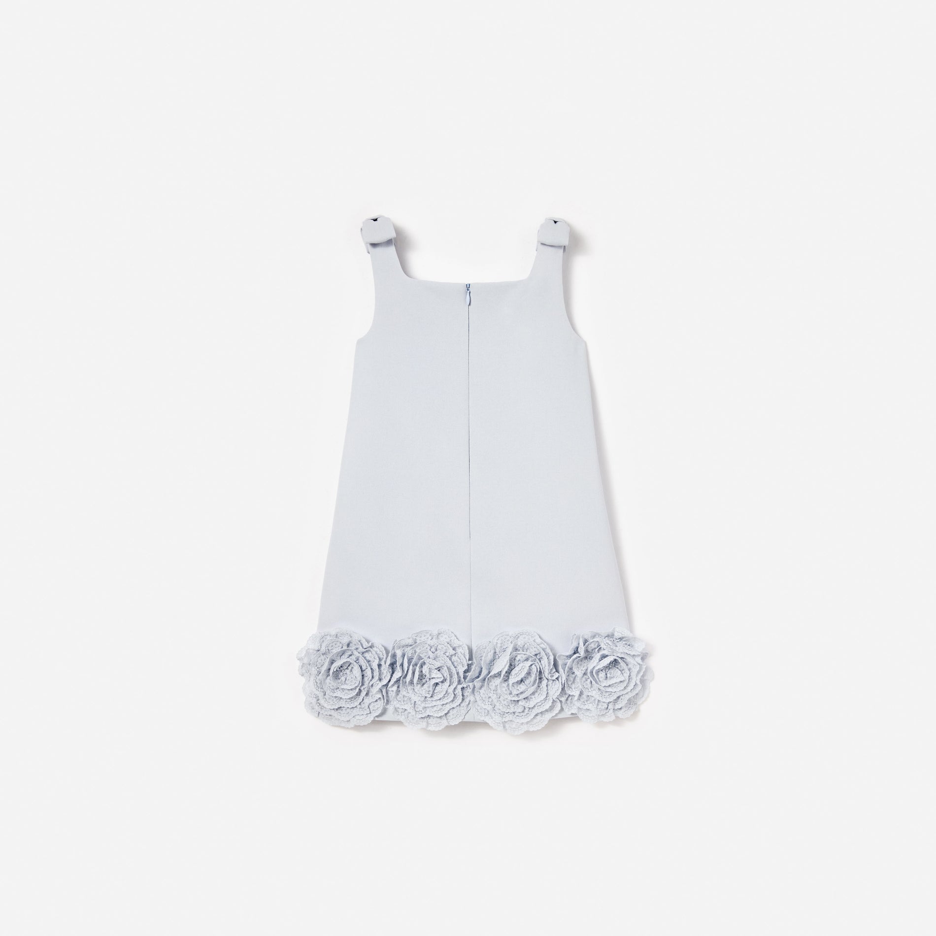 Blue Crepe Flower Dress