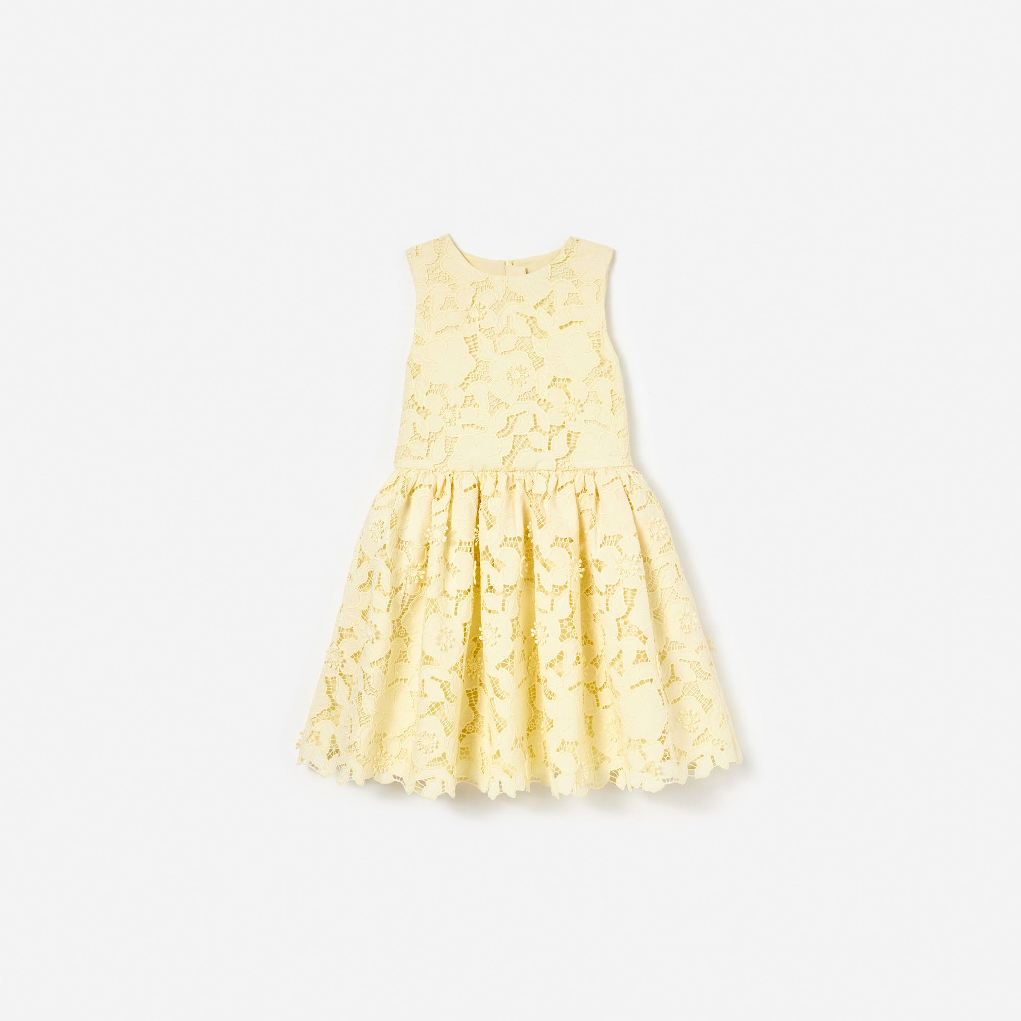 Yellow Sleeveless Lace Dress