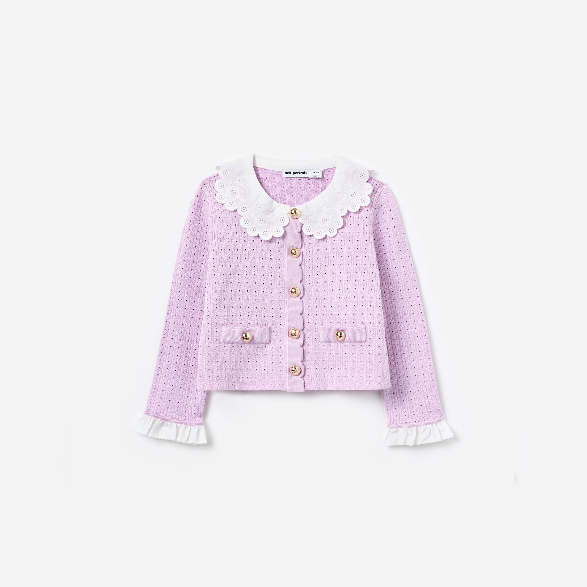 Pink Pointelle Ribbed Knit Cardigan