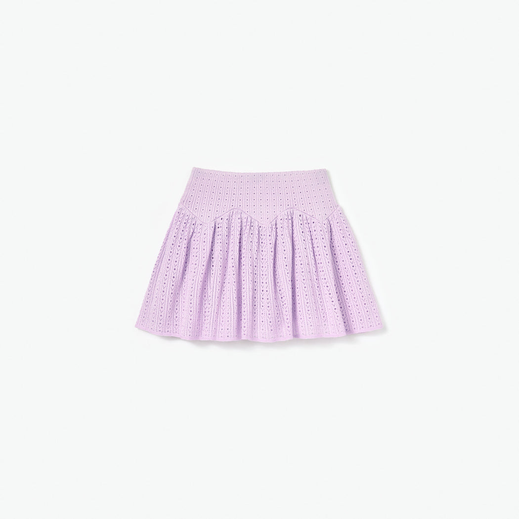 Pink Pointelle Ribbed Knit Skirt