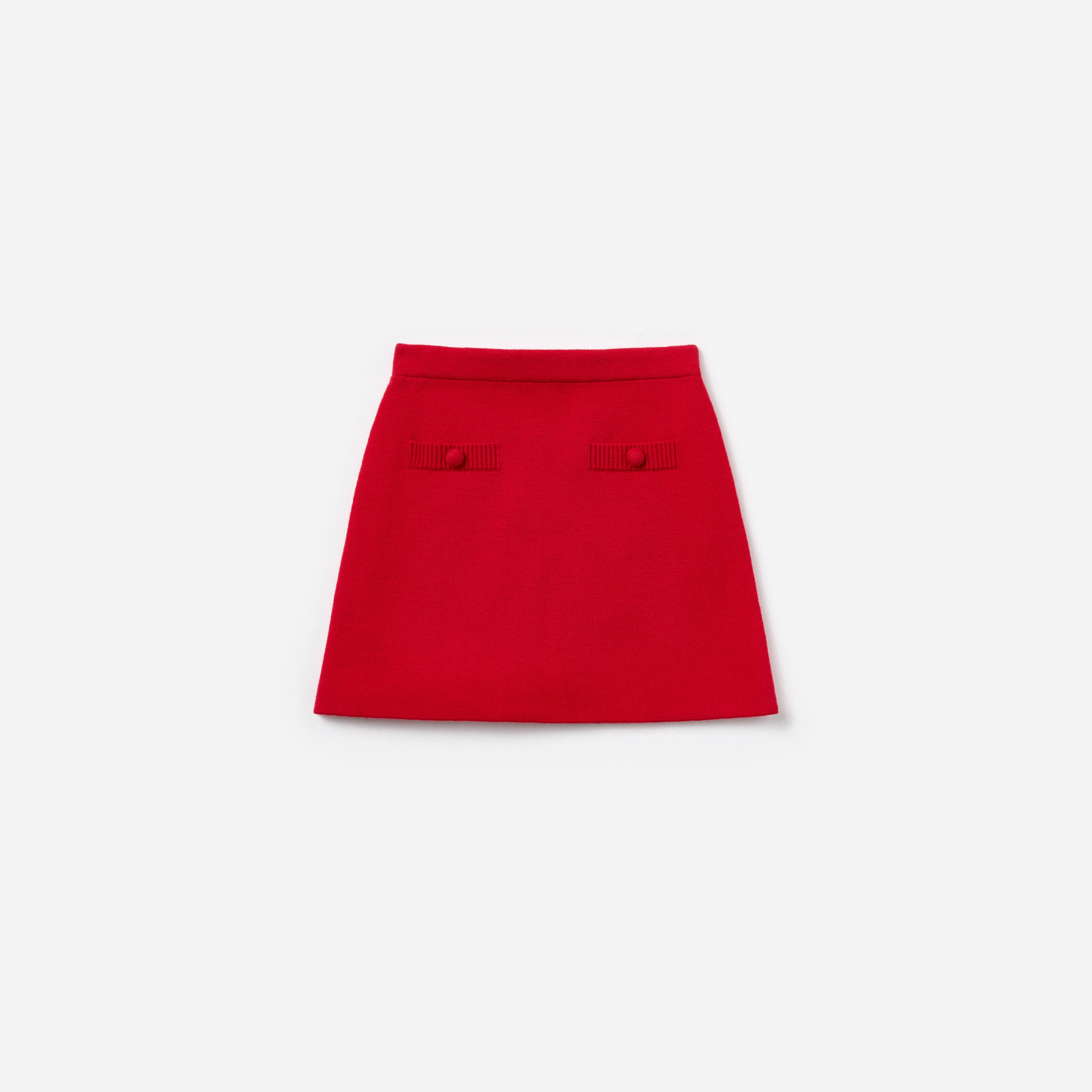 Red Flower Trim Knit Skirt