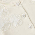 Cream Short Sleeve Flower Cardigan