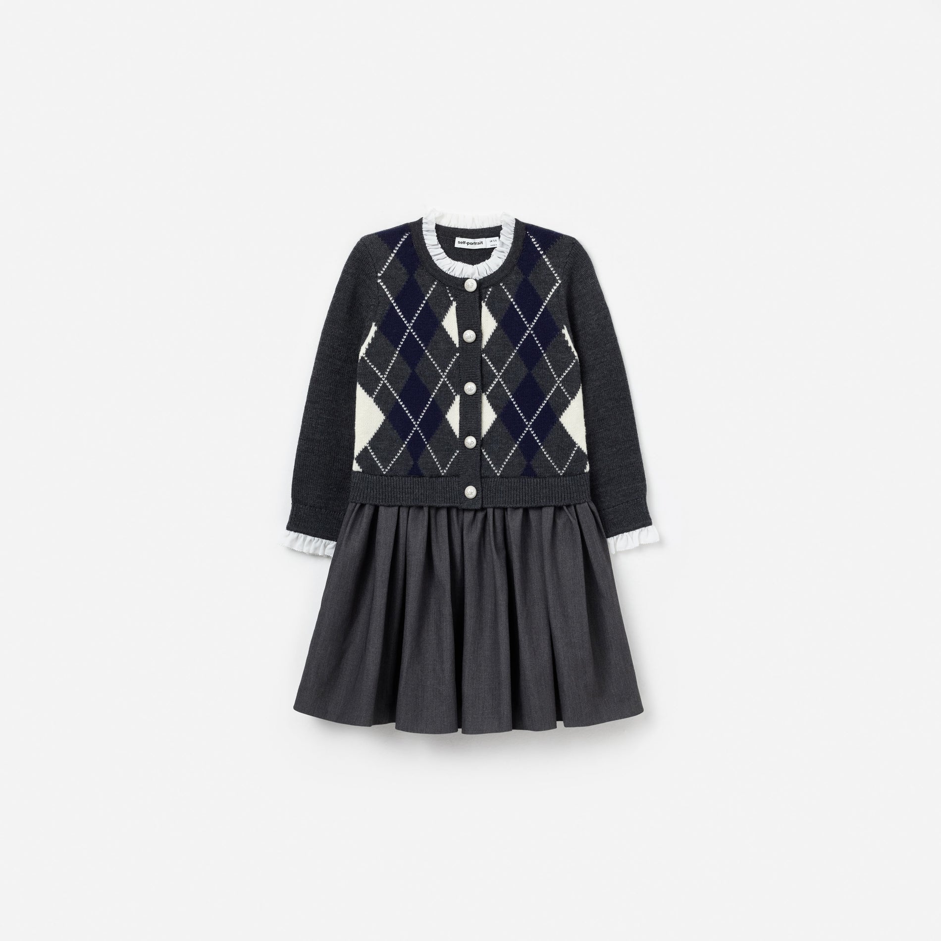 Grey Argyle Knit Dress