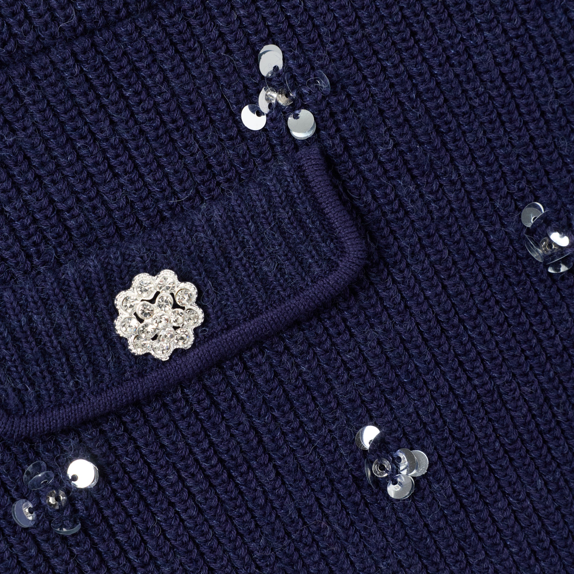 Navy Embellished Knit Skirt