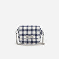 Navy Check Boucle Bag
