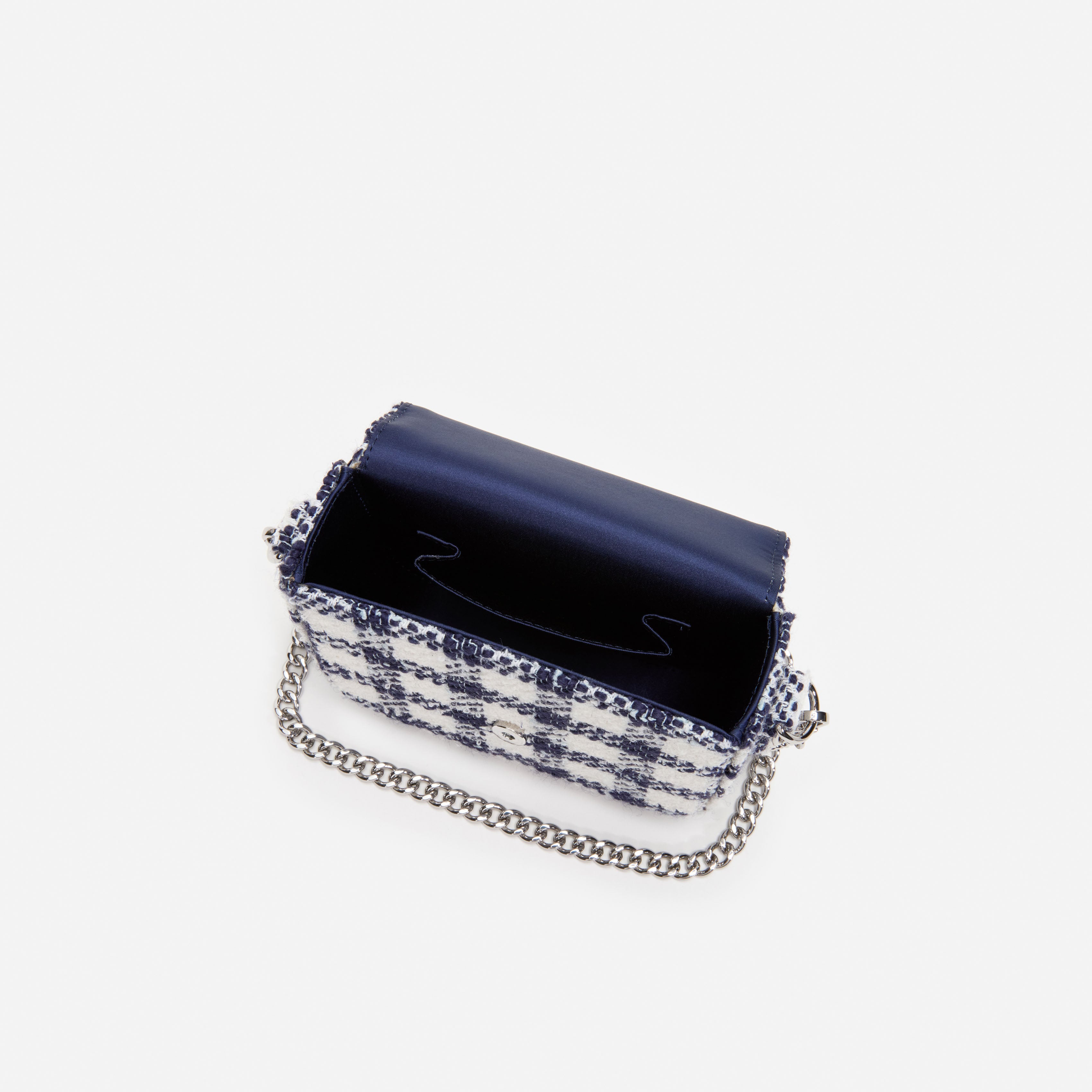 Navy Check Boucle Bag