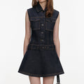 Indigo Denim Flared Mini Dress