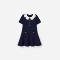 Navy Contrast Collar Knit Dress