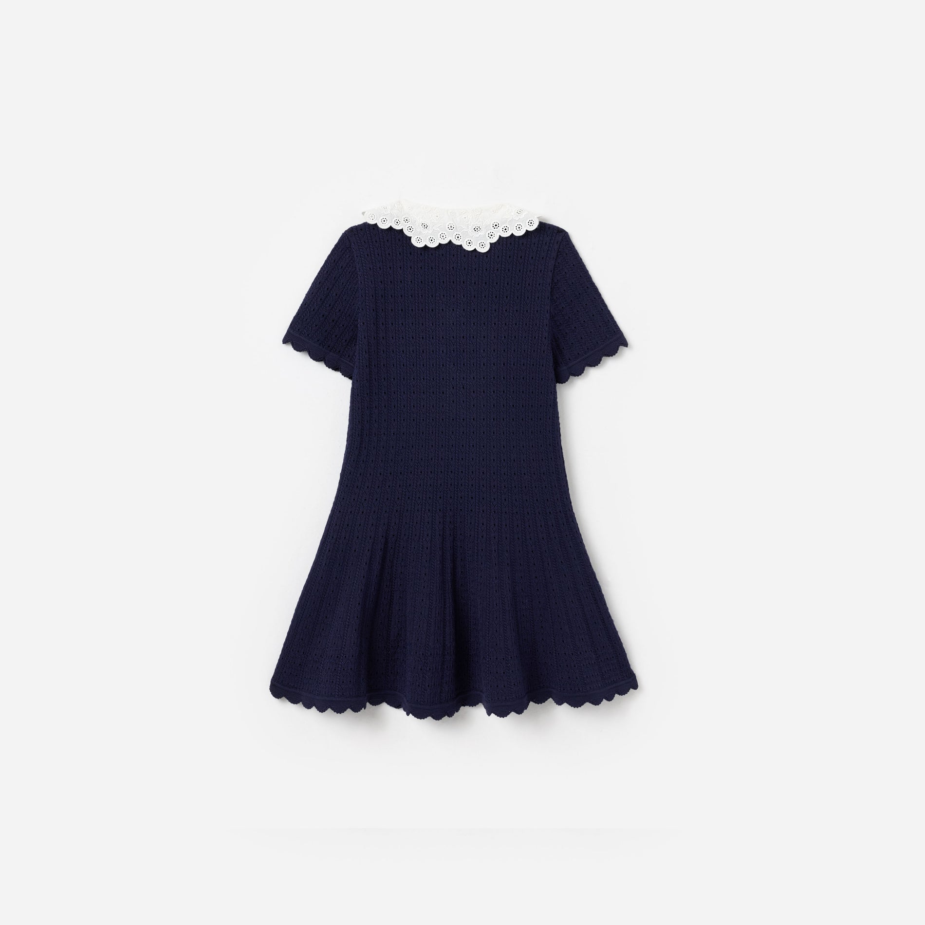 Navy Contrast Collar Knit Dress