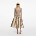 Gold Knit Taffeta Midi Dress