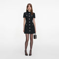 Black Boucle Collared Mini Dress