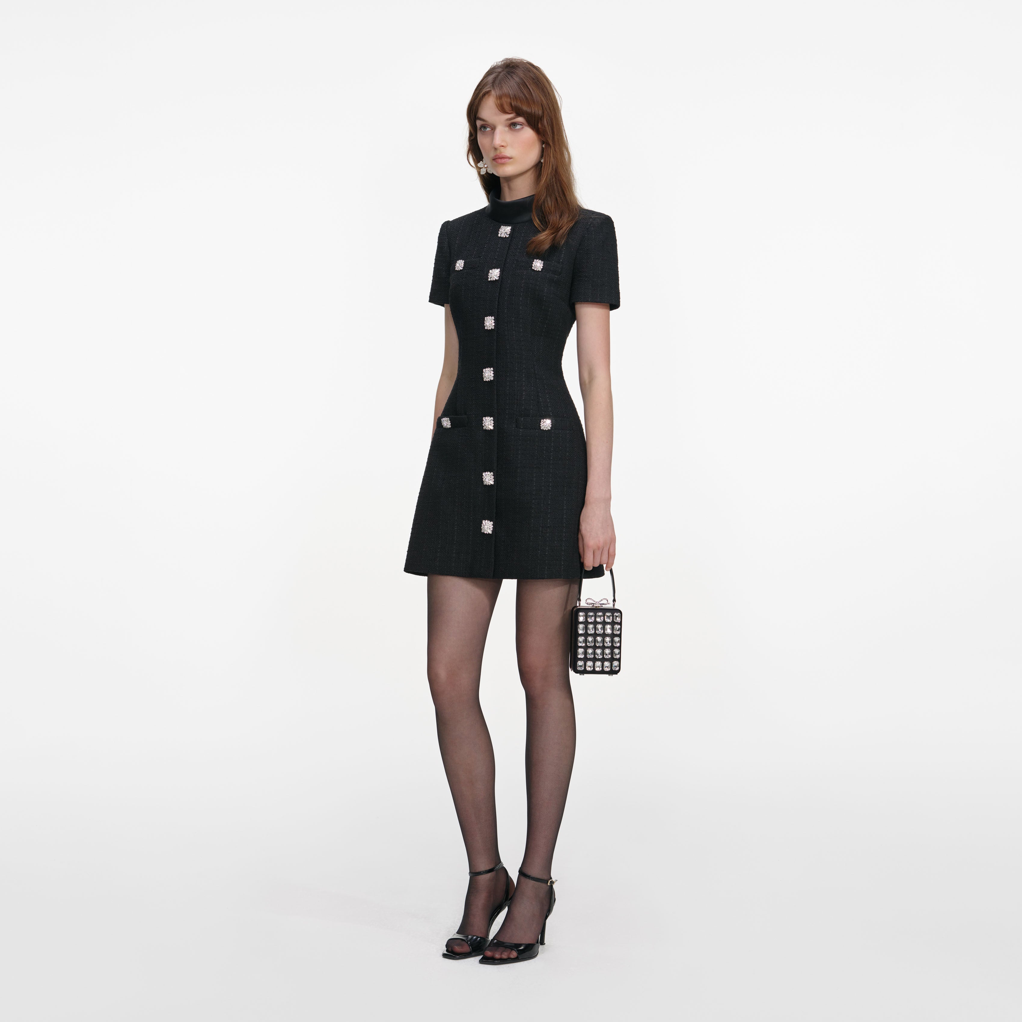 オールインワン・サロペット Self-Portrait Mini Dress With Classic Collar Women's Mini Dresses – self-portrait