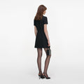Black Boucle Collared Mini Dress