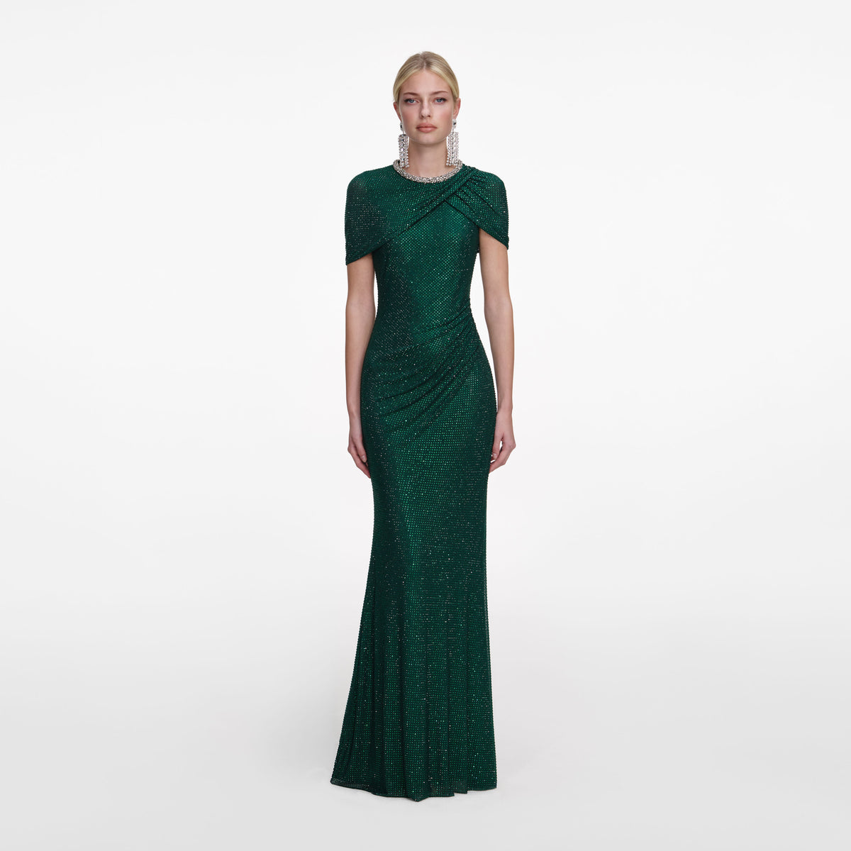 Green Rhinestone Maxi Dress – self-portrait