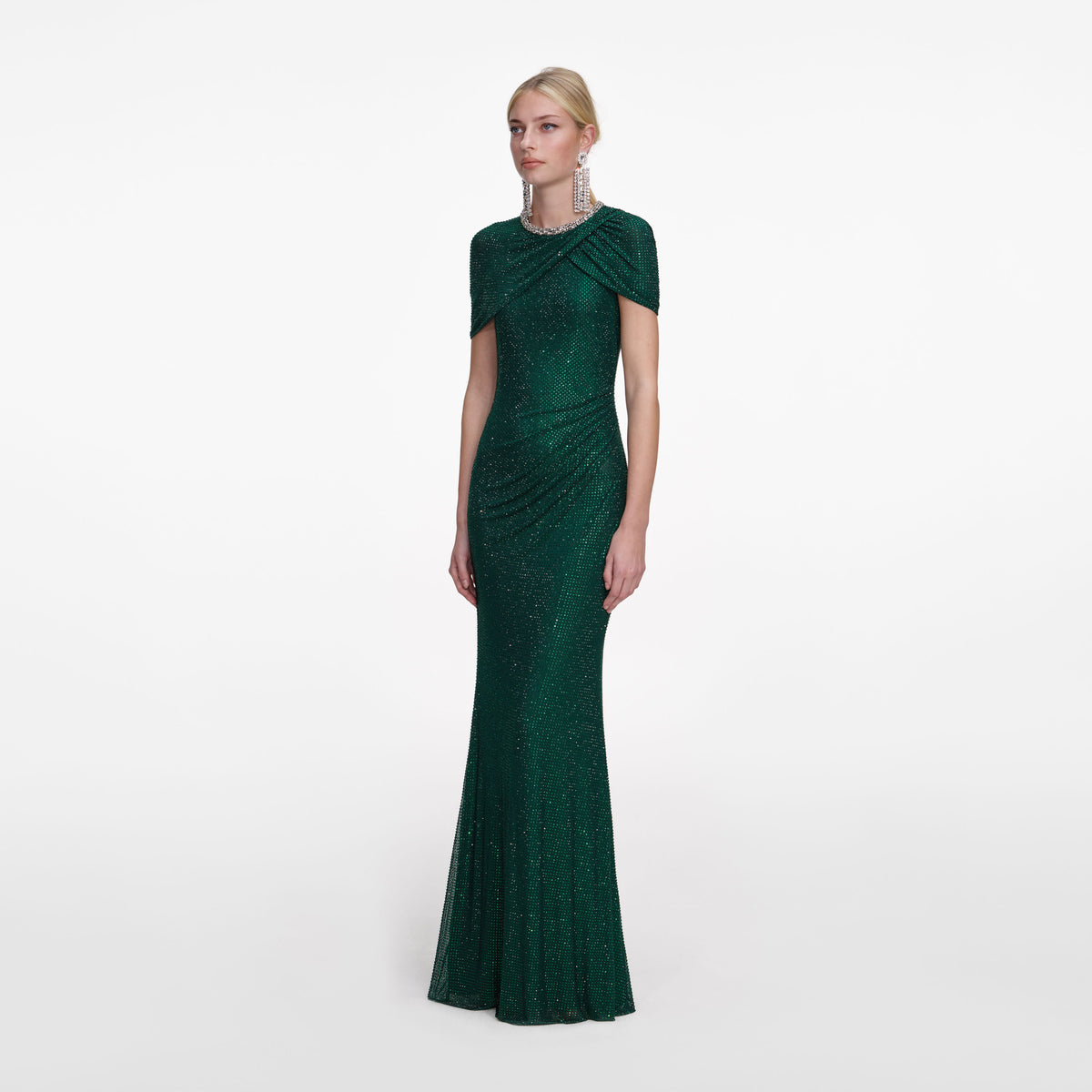self portrait olive green rhinestone maxi dress Self-Portrait OLIVE GREEN RHINESTONE MAXI DRESS