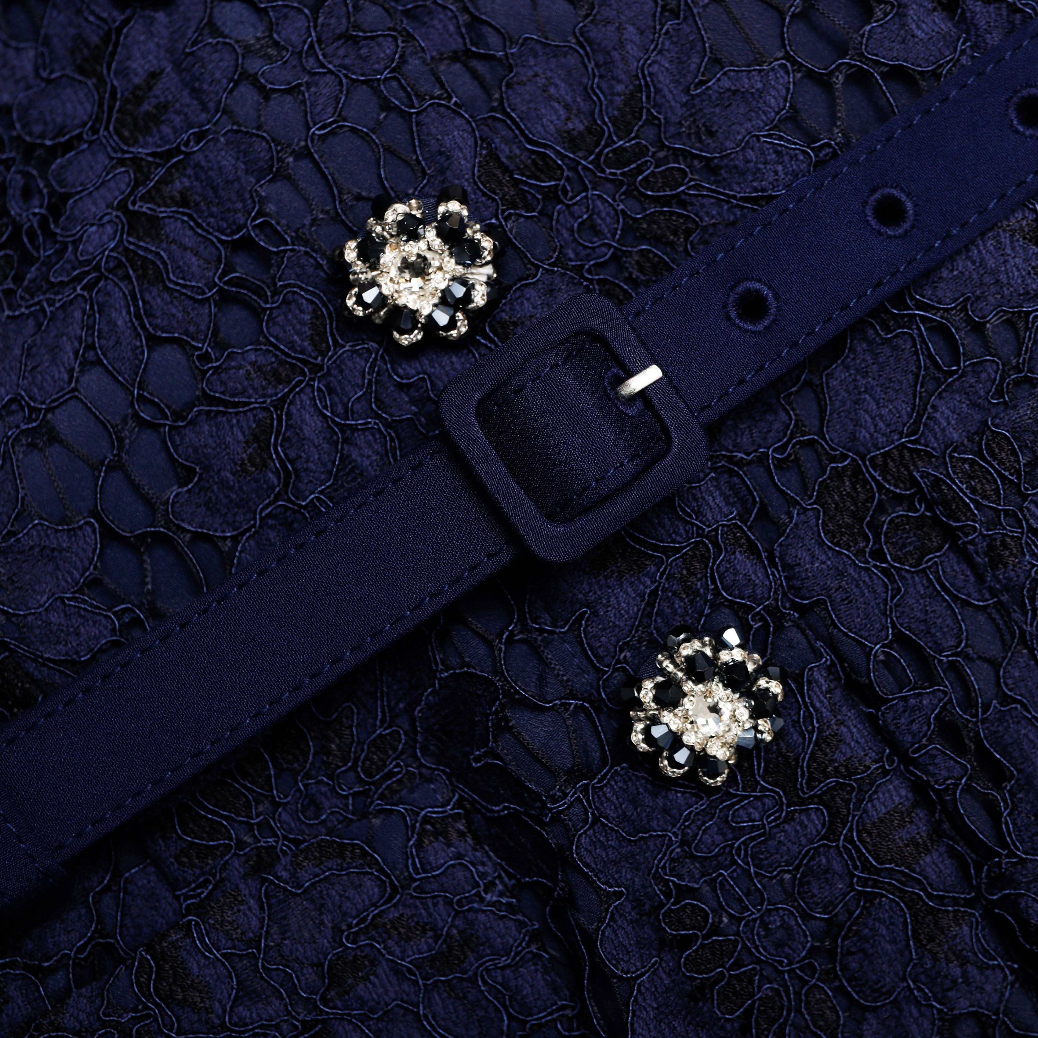 Navy Tailored Lace Midi Dress