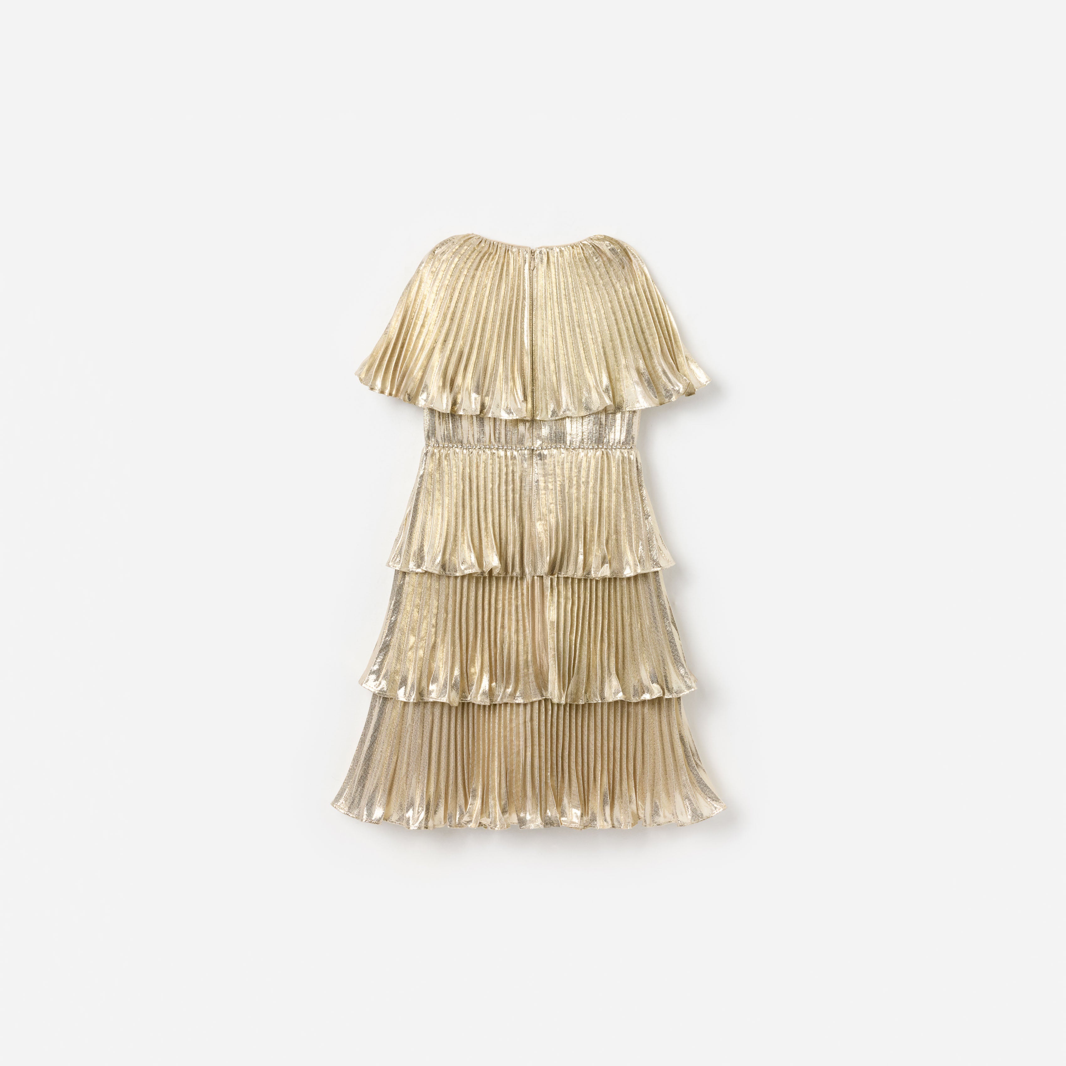 Gold Metallic Tiered Dress