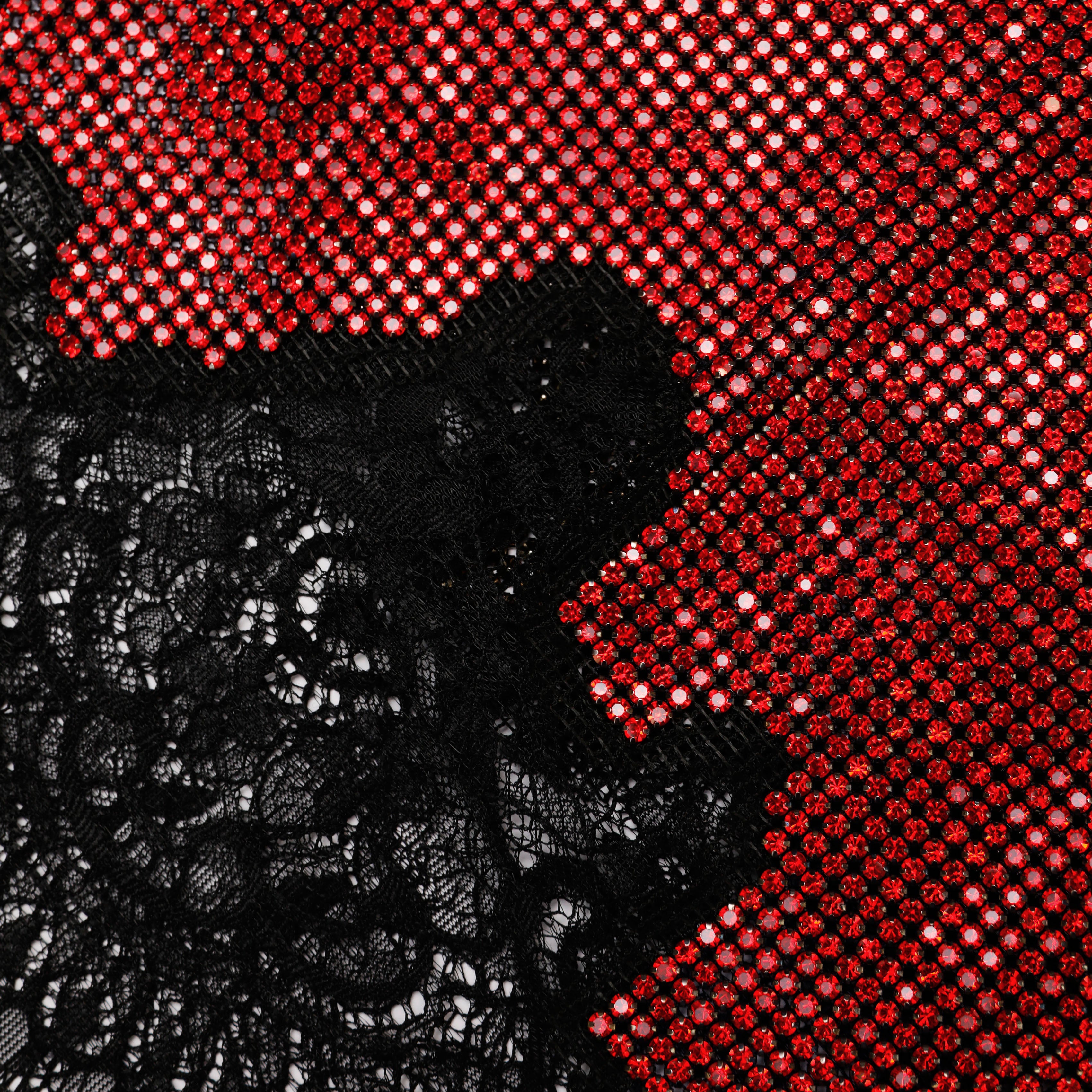 Red Crystal Chainmail Mini Skirt