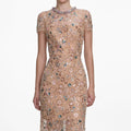 Champagne Sequin Embroidered Maxi Dress
