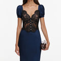 Navy Viscose Lace Maxi Dress