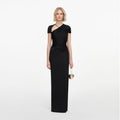 Black Jersey Draped Maxi Dress