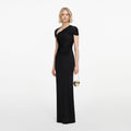 Black Jersey Draped Maxi Dress