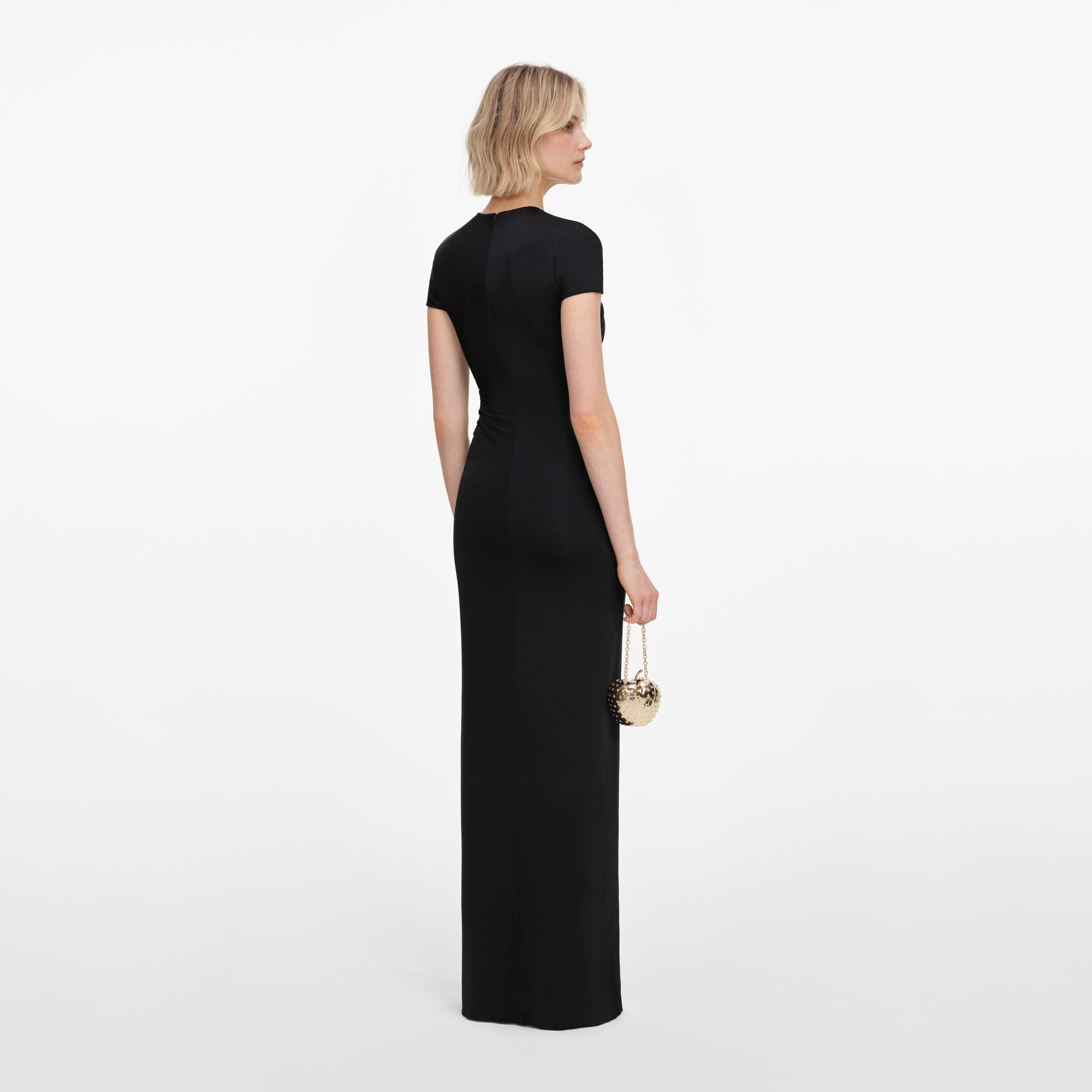 Black Jersey Draped Maxi Dress