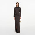 Brown Jersey Open Back Maxi Dress