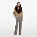 Beige Faux Fur Bomber Jacket